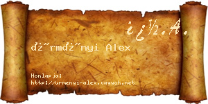 Ürményi Alex névjegykártya